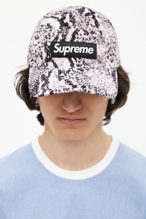 Supreme Pink 
Black Corduroy Logo Hat