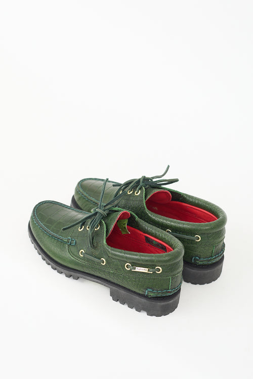 Supreme X Timberland FW 2016 Green Embossed Leather Lug Shoe