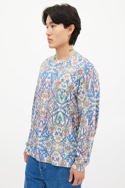 Supreme White 
Multicolour Floral Mosaic Top