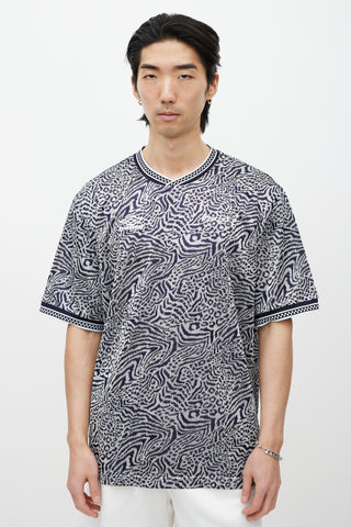 Supreme X Umbro Navy 
White Printed Jersey T-Shirt