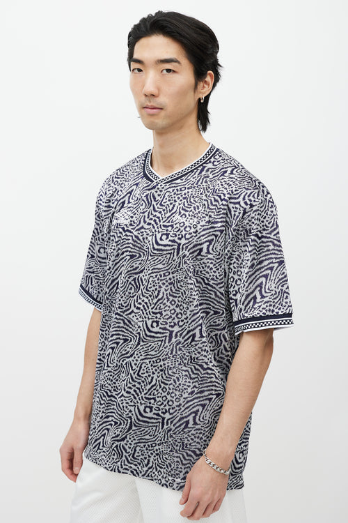 Supreme X Umbro Navy 
White Printed Jersey T-Shirt