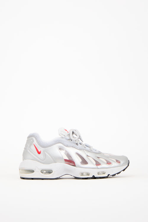 Supreme X Nike Silver 
Red Air Max 96 Sneaker