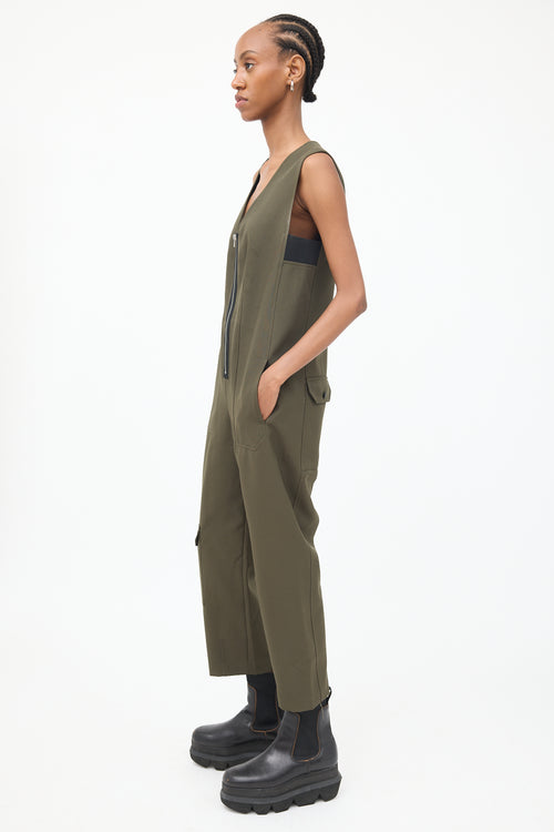 T by Alexander Wang Deep Green Zip Front Utility Jumpsuit