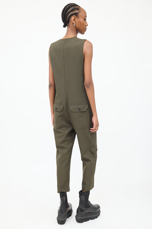 T by Alexander Wang Deep Green Zip Front Utility Jumpsuit