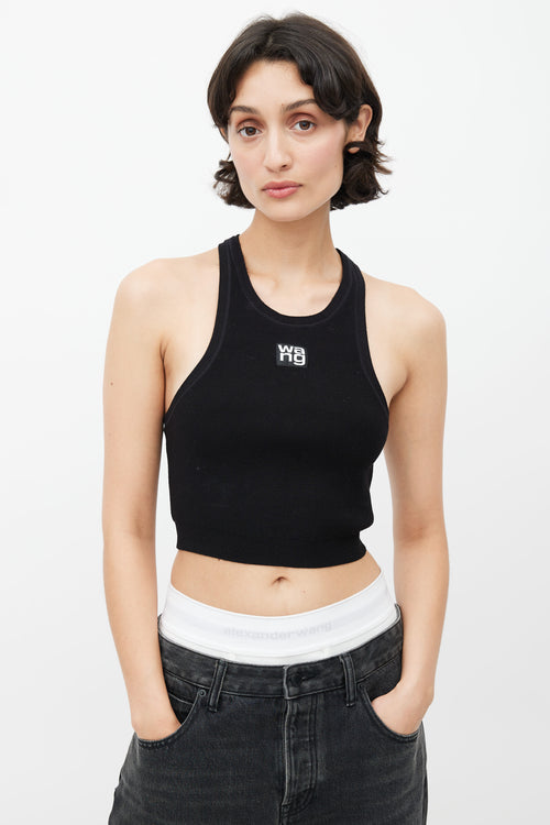 T by Alexander Wang Black Racerback Logo Tank