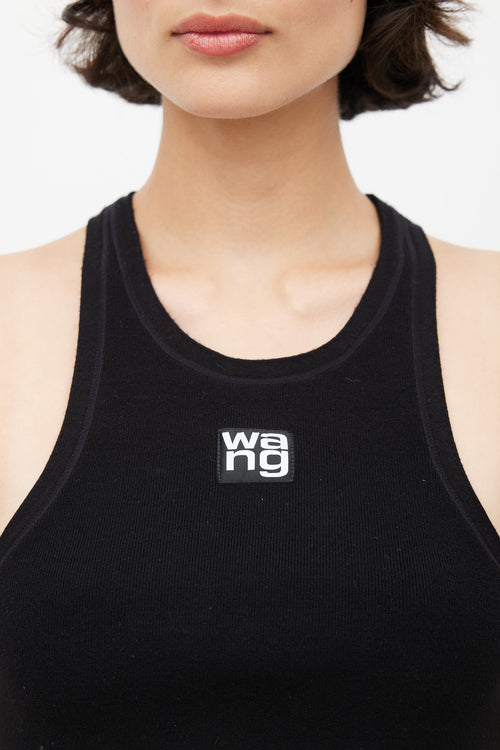 T by Alexander Wang Black Racerback Logo Tank