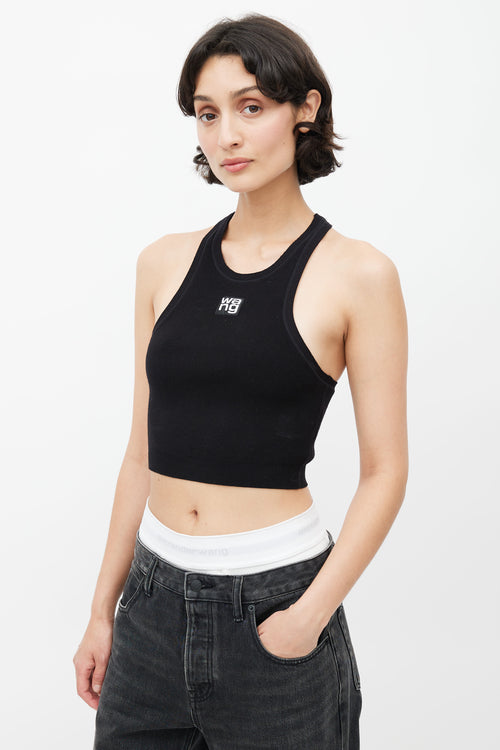 T by Alexander Wang Black Racerback Logo Tank