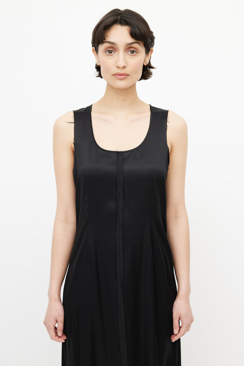 T by Alexander Wang Black Raw Hem Silk Dress