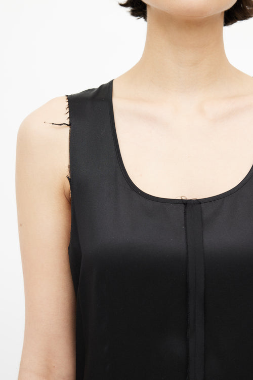 T by Alexander Wang Black Raw Hem Silk Dress