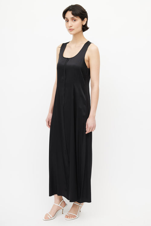 T by Alexander Wang Black Raw Hem Silk Dress