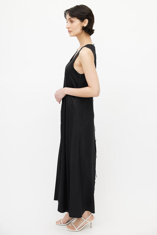 T by Alexander Wang Black Raw Hem Silk Dress