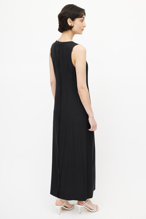 T by Alexander Wang Black Raw Hem Silk Dress