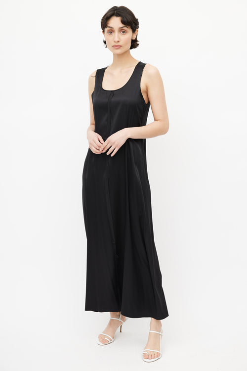 T by Alexander Wang Black Raw Hem Silk Dress