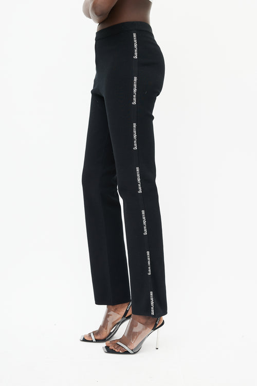 T by Alexander Wang Black 
White Logo Trouser