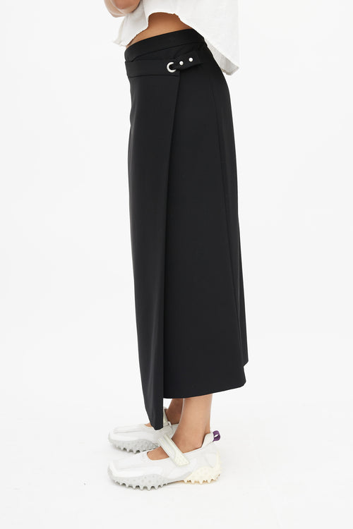 T by Alexander Wang Black Wrap Midi Skirt