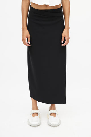 T by Alexander Wang Black Wrap Midi Skirt