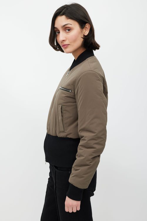 T by Alexander Wang Green Cropped Bomber Jacket