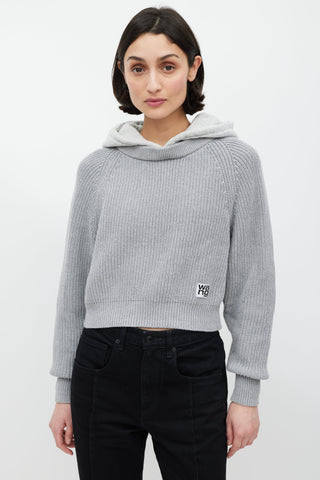 T by Alexander Wang Grey Knit Hoodie