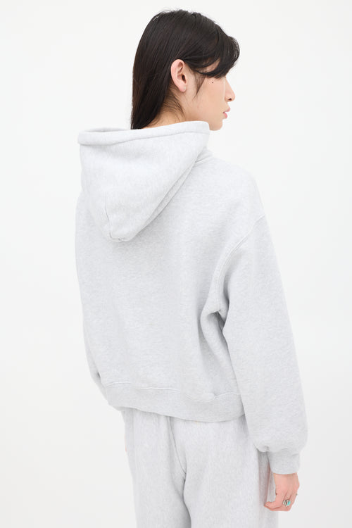 T by Alexander Wang Grey 
White Puffed Logo Hoodie