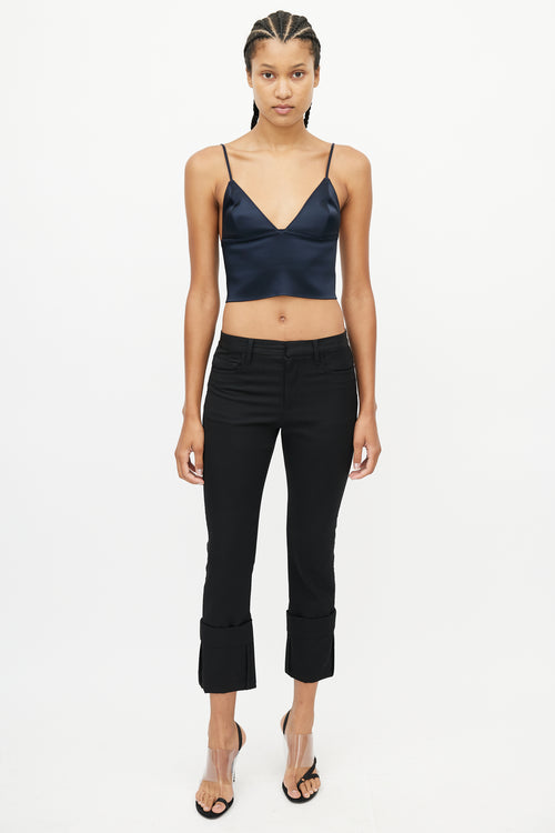 T by Alexander Wang Navy Satin Bra Top