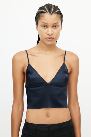 T by Alexander Wang Navy Satin Bra Top