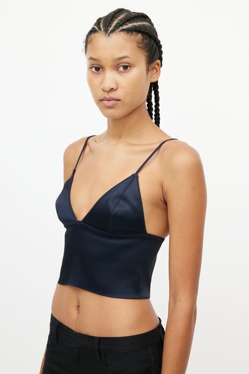 T by Alexander Wang Navy Satin Bra Top