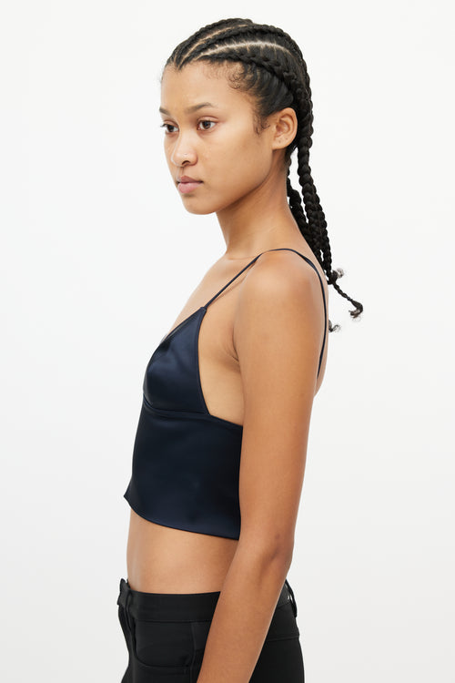 T by Alexander Wang Navy Satin Bra Top