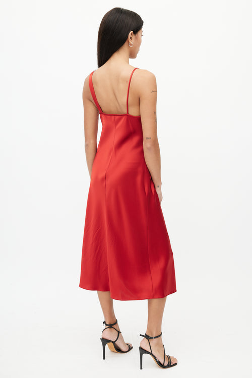 T by Alexander Wang Red Satin Draped Dress