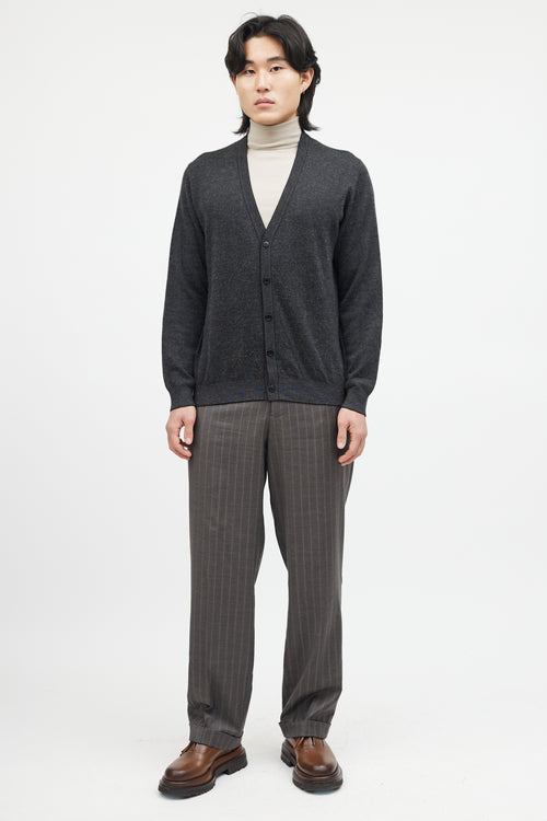 Zegna Grey Cashmere Knit Cardgian