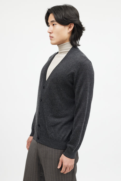 Zegna Grey Cashmere Knit Cardgian