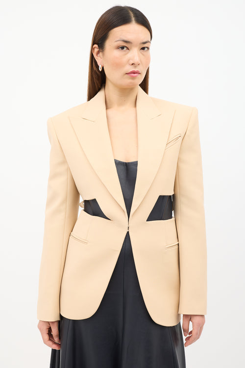 Mugler Beige Wool Cutout Blazer