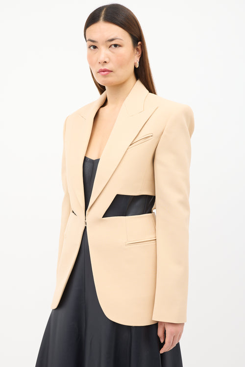 Mugler Beige Wool Cutout Blazer