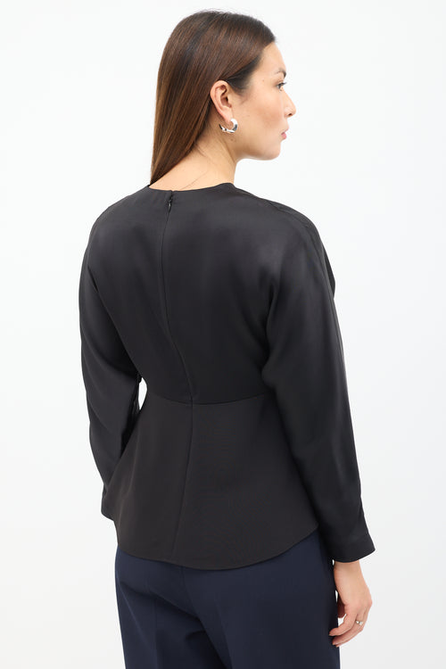 Celine Black Silk Pleated Blouse