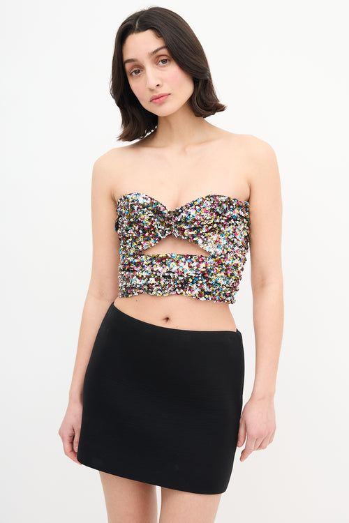 The Attico Silver 
Multi  Cut Out Sequin Top