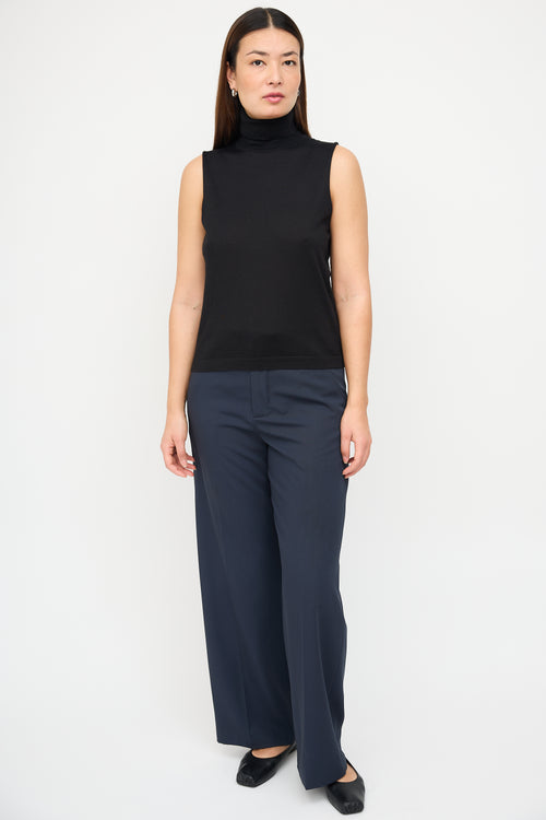 The Row Black Cashmere 
Silk Knit Sleeveless Top