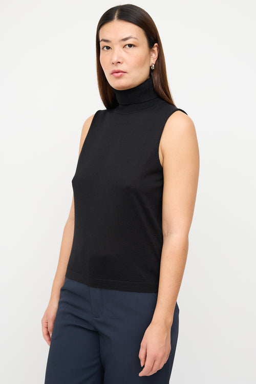 The Row Black Cashmere 
Silk Knit Sleeveless Top