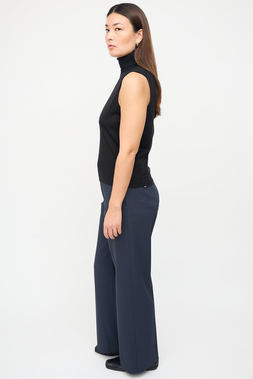 The Row Black Cashmere 
Silk Knit Sleeveless Top