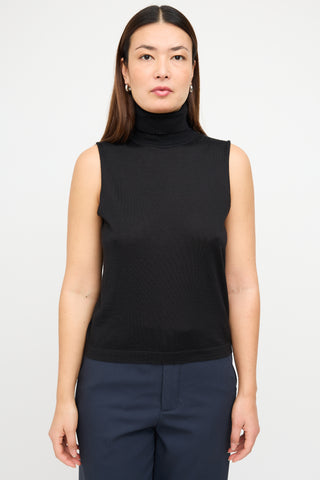 The Row Black Cashmere 
Silk Knit Sleeveless Top