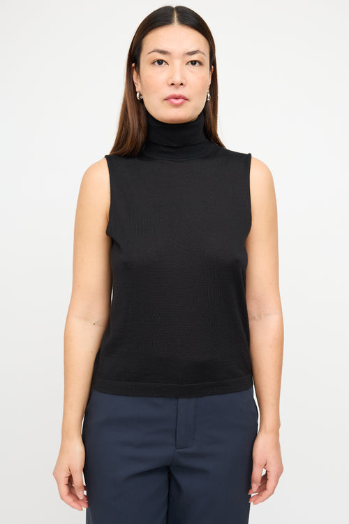 The Row Black Cashmere 
Silk Knit Sleeveless Top