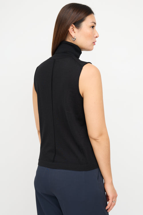 The Row Black Cashmere 
Silk Knit Sleeveless Top