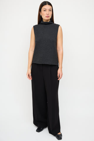 The Row Dark Grey Cashmere Sleeveless Sweater