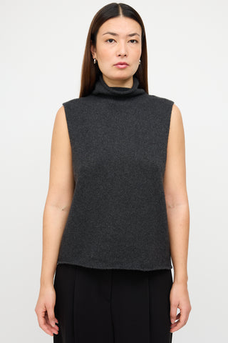 The Row Dark Grey Cashmere Sleeveless Sweater