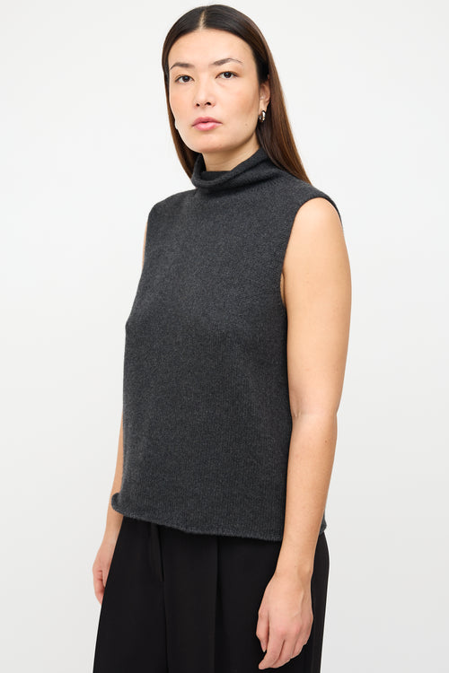 The Row Dark Grey Cashmere Sleeveless Sweater