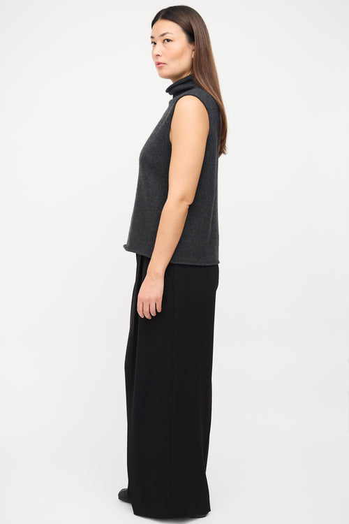 The Row Dark Grey Cashmere Sleeveless Sweater