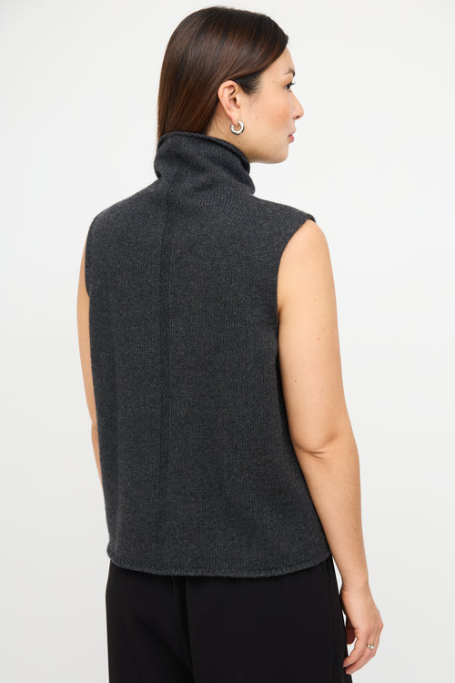 The Row Dark Grey Cashmere Sleeveless Sweater