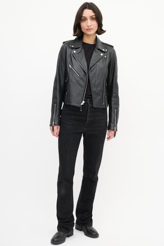 Theory Black Leather Biker Jacket