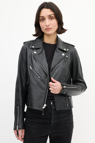 Theory Black Leather Biker Jacket