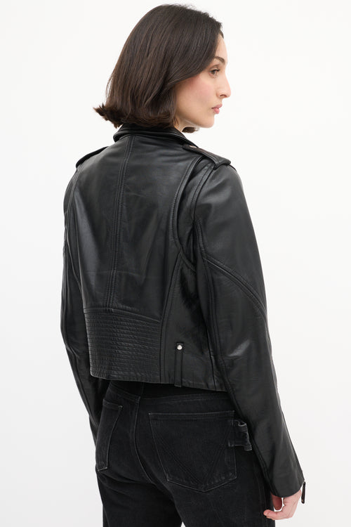 Theory Black Leather Biker Jacket