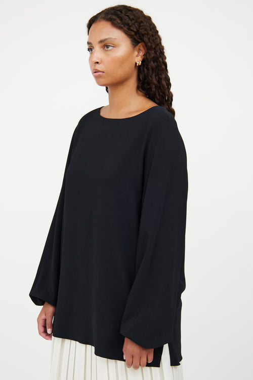 The Row Black Long Sleeve Top