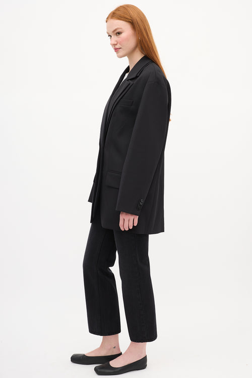 Tibi Black Wool Double Layer Liam Blazer